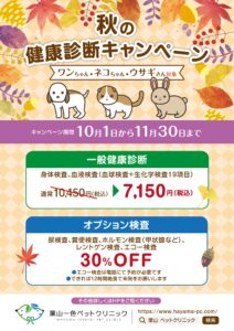 10月1日～　☆秋の健康診断キャンペーンを始めます☆
